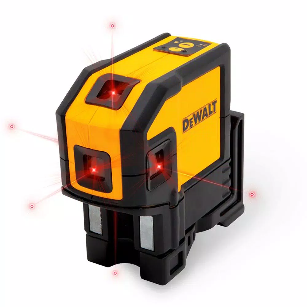 New π₯ DEWALT 165 Ft. Red Self-Leveling 5-Spot & Horizontal Line Laser Level With (3) AA Batteries & Case π