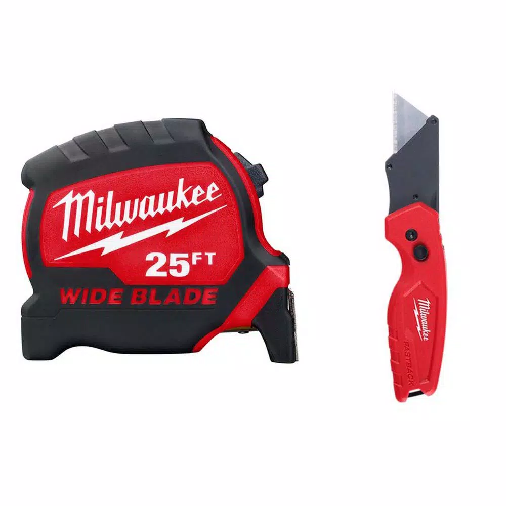 measuring-tools Shop 33 New π― Milwaukee 25 Ft. X 1.3 In. W Blade Tape Measure With 14 Ft. Standout With Fastback Compact Folding Utility Knife π―