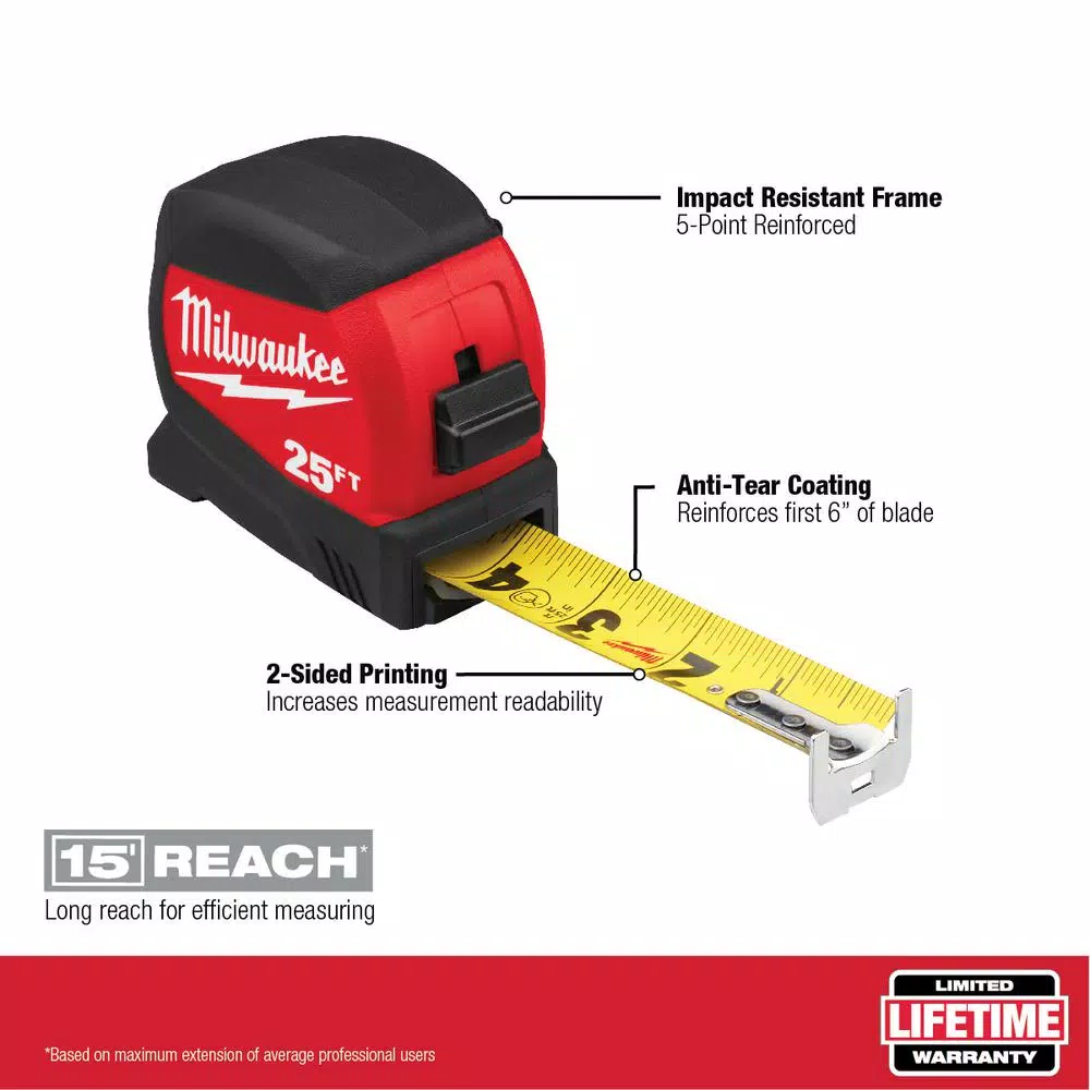 Discount โค๏ธ Milwaukee 8 M/26 Ft. X 1.2 In. Compact Wide Blade Tape Measure With 15 Ft. Reach ๐ 2 Discount โค๏ธ Milwaukee 8 M/26 Ft. X 1.2 In. Compact Wide Blade Tape Measure With 15 Ft. Reach ๐ - Image 2
