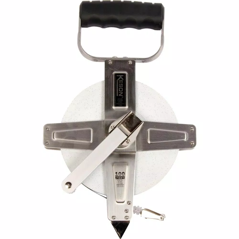 Coupon 💯 Keson 100 Ft. Steel Open Reel Tape Measure, Stainless Steel Housing, SAE 😉