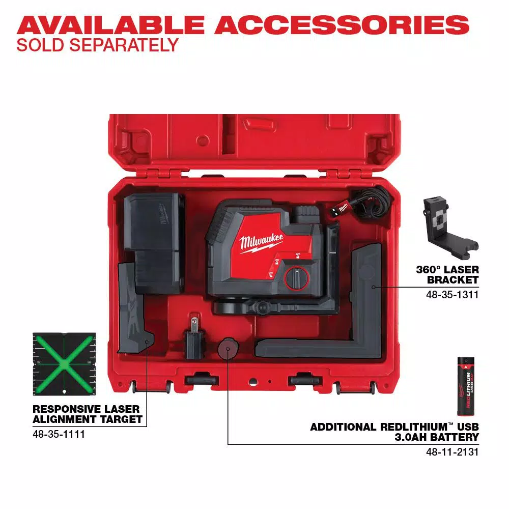 Cheapest ๐ Milwaukee Green 100 Ft. Cross Line And Plumb Points Rechargeable Laser Level With REDLITHIUM Lithium-Ion USB Battery And Charger ๐ 9 Cheapest ๐ Milwaukee Green 100 Ft. Cross Line And Plumb Points Rechargeable Laser Level With REDLITHIUM Lithium-Ion USB Battery And Charger ๐ - Image 9