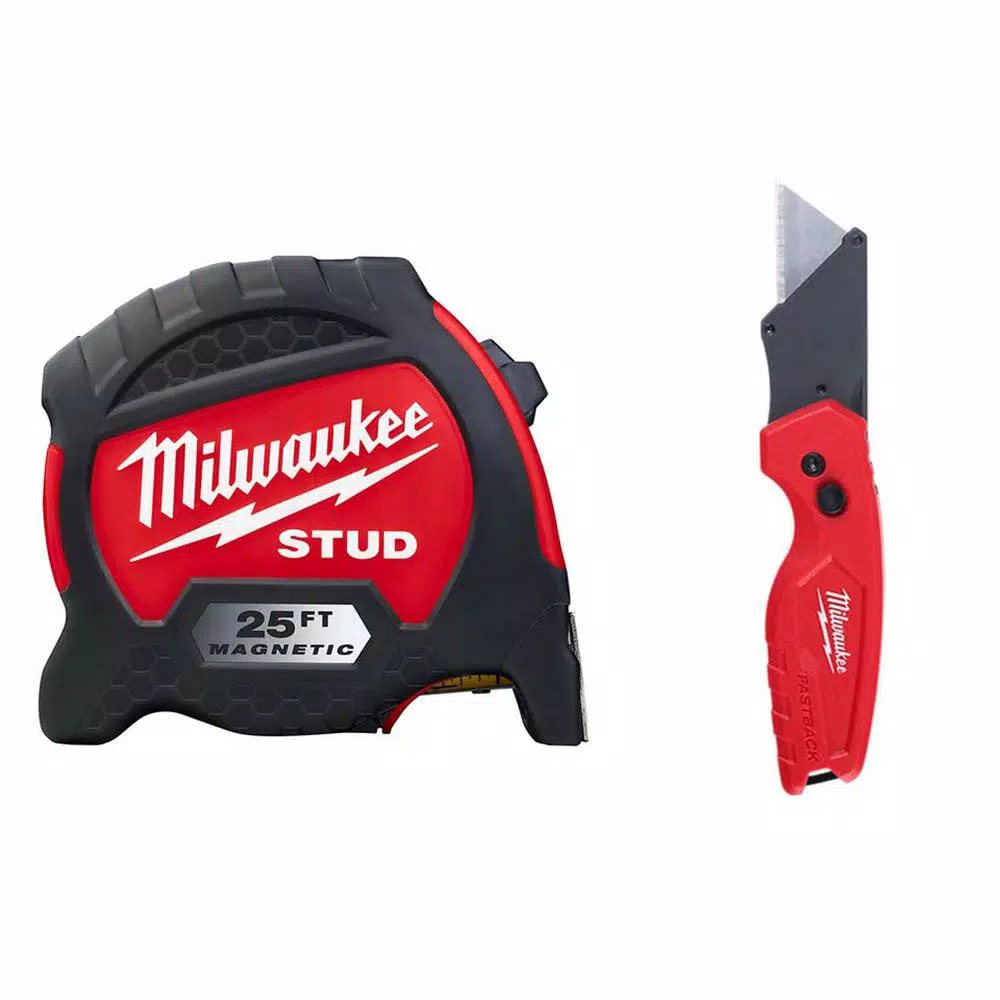 Coupon ❤️ Milwaukee 25 Ft. X 1.3 In. Gen II STUD Magnetic Tape Measure With 14 Ft. Standout With Fastback Compact Folding Utility Knife 🔥
