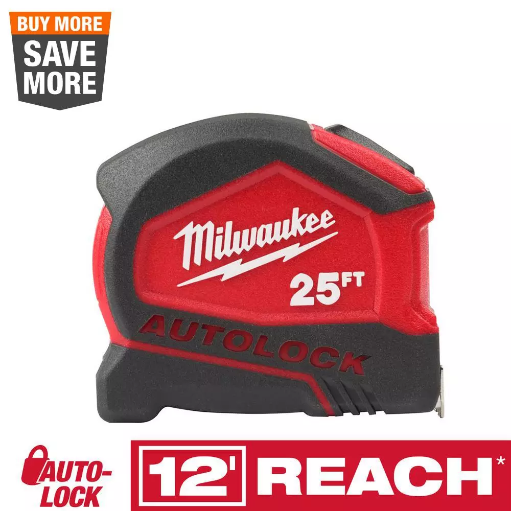 measuring-tools Shop 36 Budget ๐ Milwaukee 25 Ft. Compact Auto Lock Tape Measure ๐
