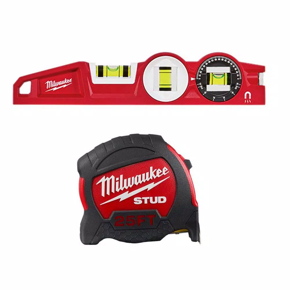 Coupon 🥰 Milwaukee 10 In. 360-Degree Locking Die Cast Torpedo Level With 25 Ft. STUD Tape Measure ⭐