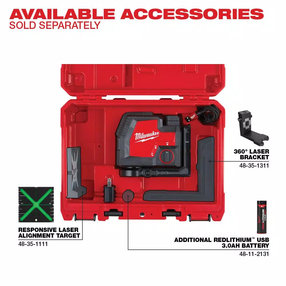 Buy 𧨠Milwaukee 100 Ft. REDLITHIUM Lithium-Ion USB Green Rechargeable Cross Line Laser Level With Charger π€© 10 Buy 𧨠Milwaukee 100 Ft. REDLITHIUM Lithium-Ion USB Green Rechargeable Cross Line Laser Level With Charger π€© - Image 10