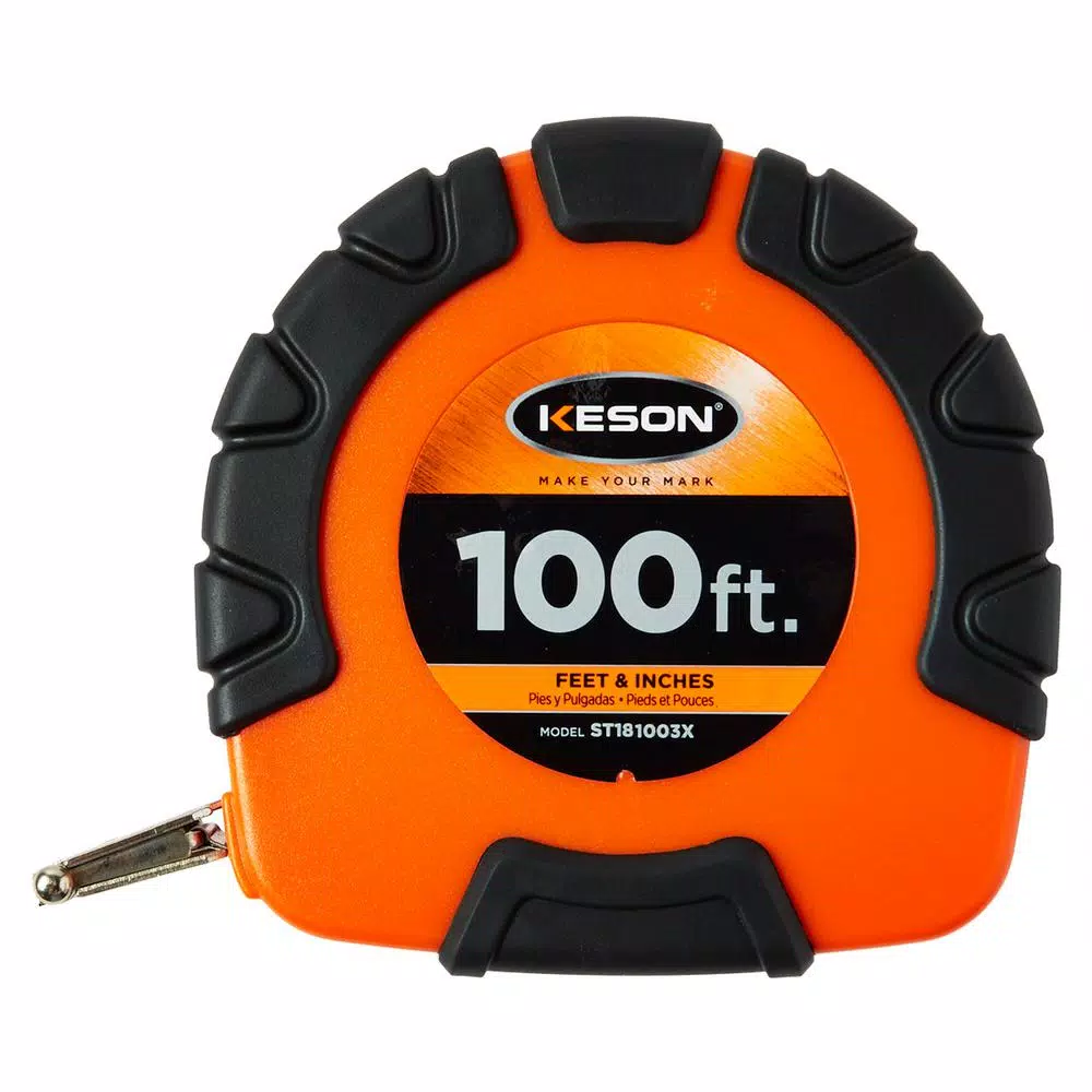 Best Pirce 🤩 Keson 100 Ft. Closed Steel Tape Measure, 3×1 Rewind, ABS With Rubber Grip Housing – SAE 🔔