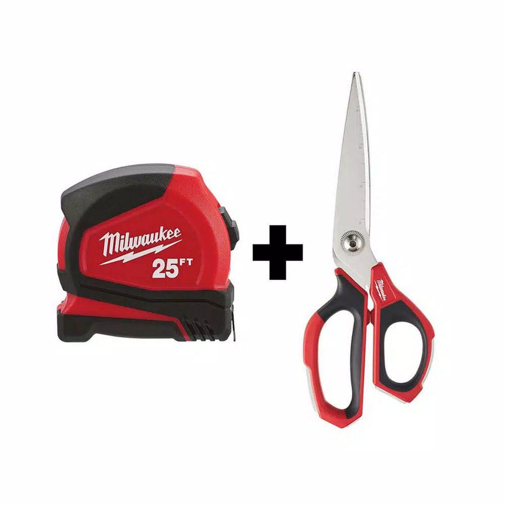 Wholesale 😍 Milwaukee 25 Ft. Compact Tape Measure W/ Jobsite Straight Scissors ⌛
